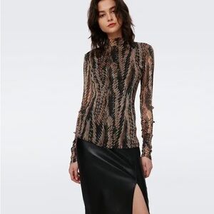 Diane Von Furstenberg Remy Metallic Mesh Top